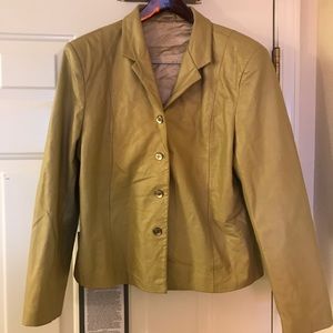 100% leather Gold Blazer/Jacket Womans sz-M (soft)